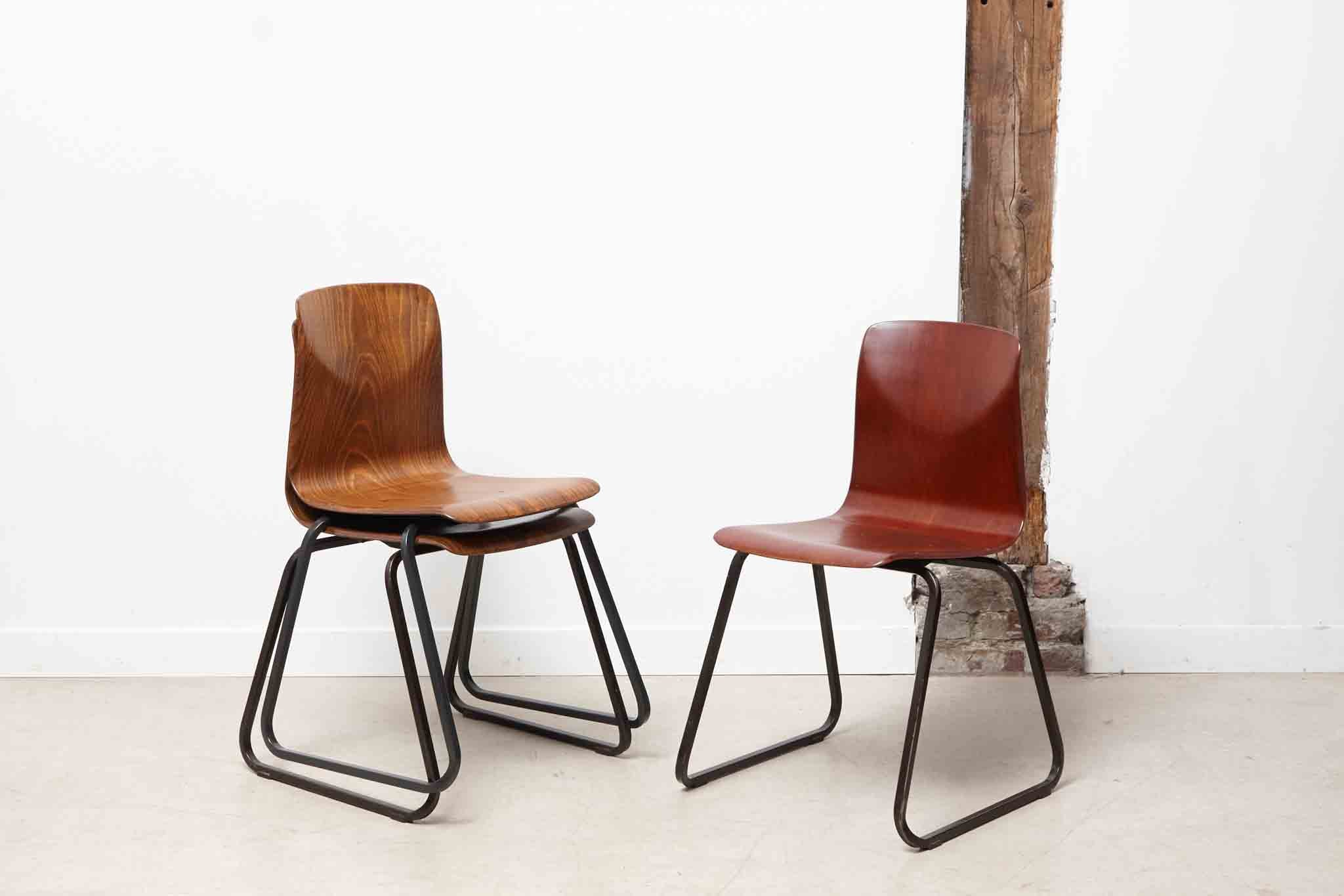 Chaise vintage Galvanitas S23 chêne et anthracite