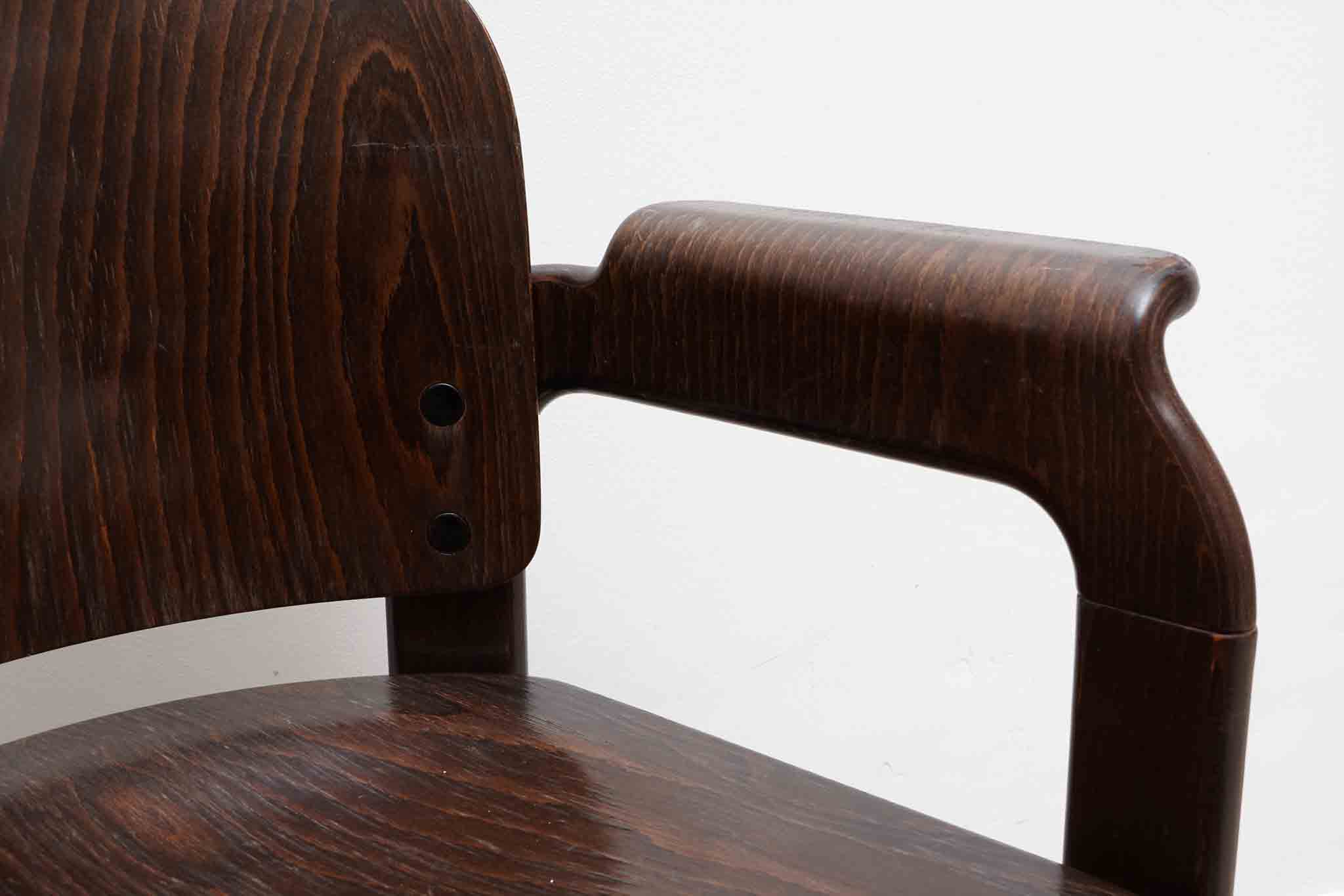 Chaise Bruno Rey avec accoudoirs ébène