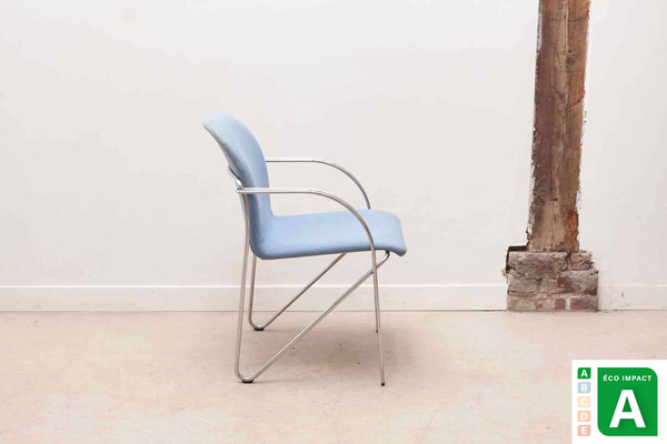 Fauteuil vintage Neon Light bleu et chrome par Alfred Homann