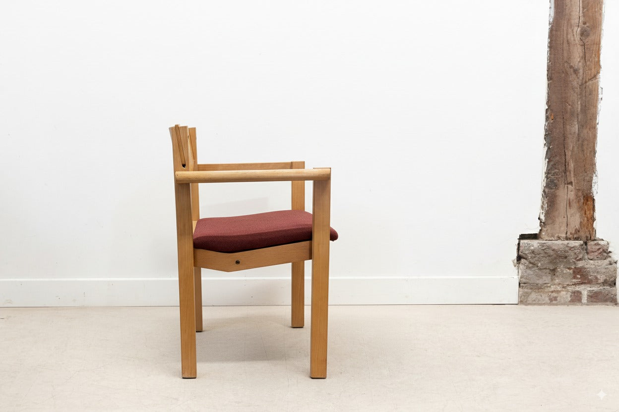 Chaise style scandinave chêne et bordeaux