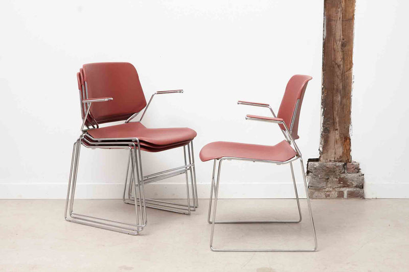 Chaise vintage design Matrix par Thomas Tolleson avec accoudoirs rouge