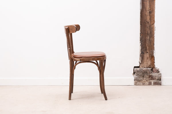 Upholstered bistro chair oak / cognac