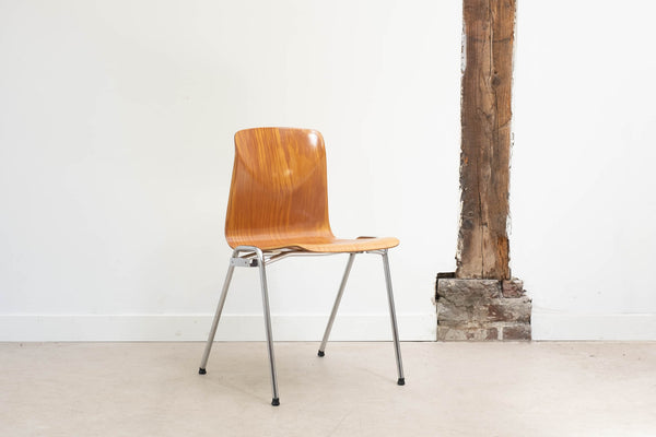 Chrome oak stackable chair
