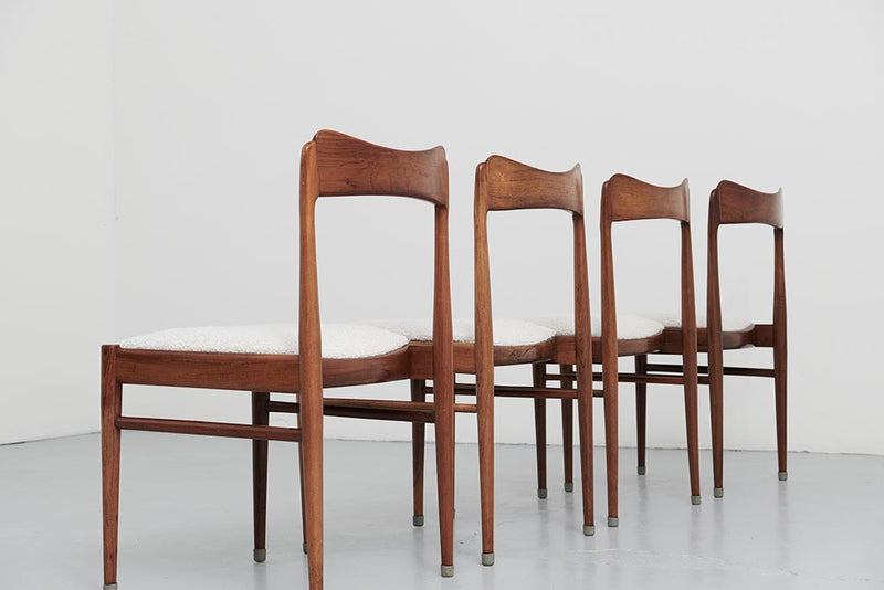 Set de 4 chaises scandinaves palissandre et bouclette