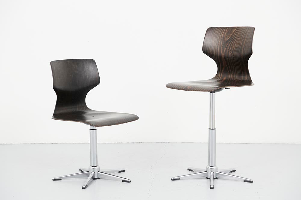 Chaise atelier ajustable Flötotto ébène et chrome
