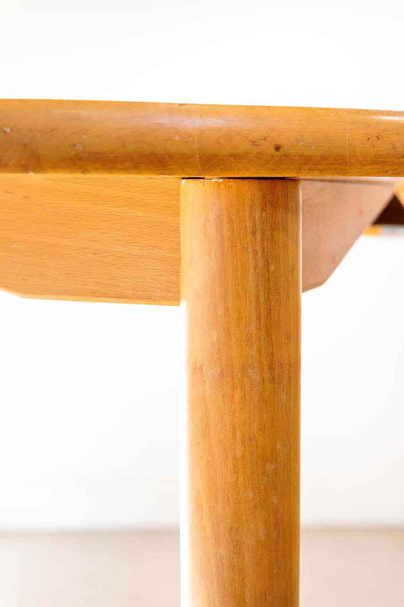 Table ronde vintage en bois massif extensible