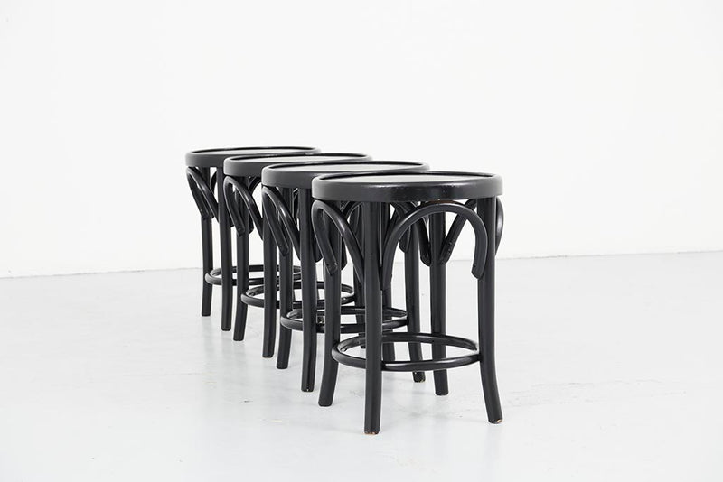 Thonet style low black stool