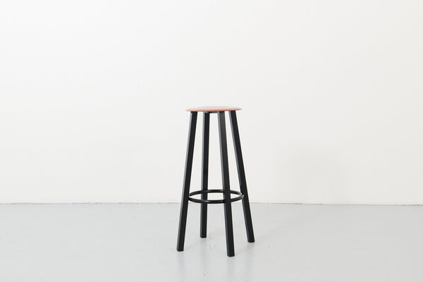 Vintage black metal and wood bar stool